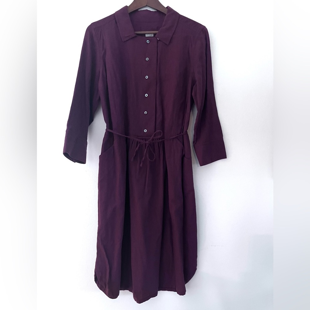 Poetry Dress Long Sleeve Cotton Midi Dress w/ Belt Women's Size 10 Soft Fabric